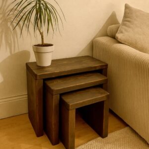 Rustic Solid Wooden Set of Nest Tables