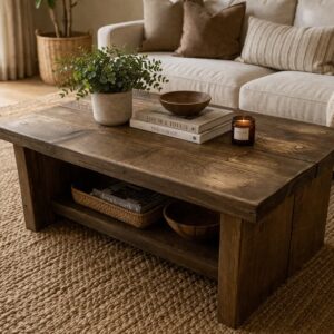 Handcrafted Solid Wood Rustic Coffee Table