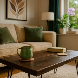 Rustic Wooden Coffee Table with Metal Hairpin Legs