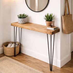 Rustic Solid Wooden Narrow Hallway Entrance Shelf