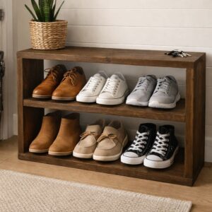 Rustic Solid Wooden Shoe Rack
