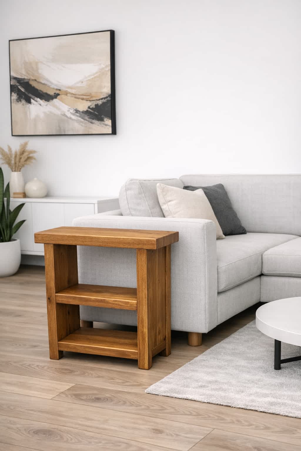 Rustic Solid Wooden Wooden Side Table - Image 2