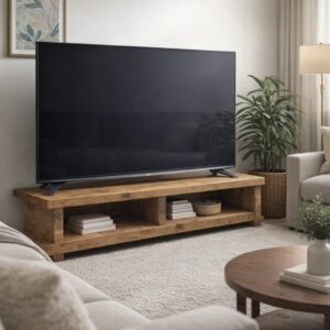 Rustic Solid Wooden Low Rise TV Stand-Unit with Dividers