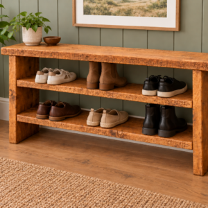 Rustic Solid Wooden Shoe Rack - Large