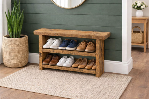 Rustic Solid Wooden Shoe Rack Rustic Solid Wooden Shoe Rack