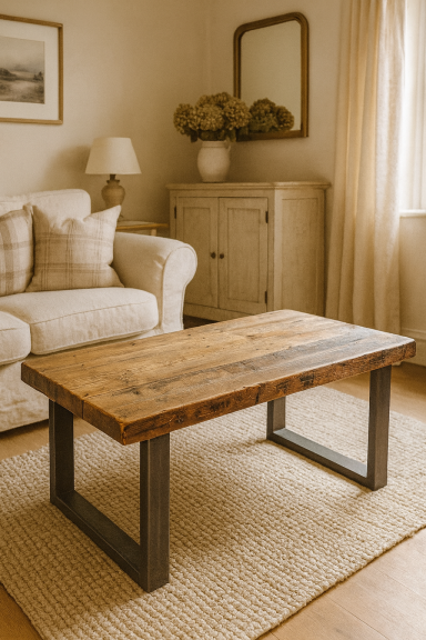 Rustic Solid Wooden Coffee Table with Metal Square Frame Legs Rustic Solid Wooden Coffee Table with Metal Square Frame Legs